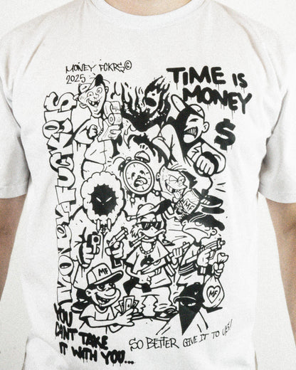 TIME IS MONEY T-SHIRT - BIAŁA